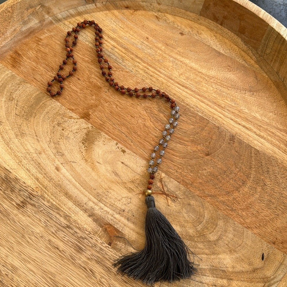Long tassel beaded necklace